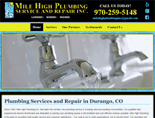 Tablet Screenshot of milehighplumbingdurango.com